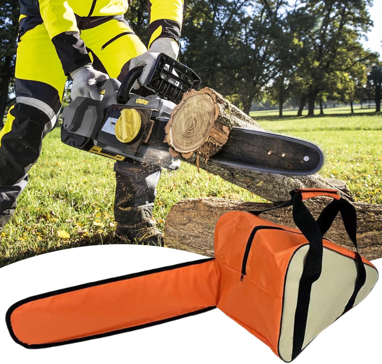  Sac De Rangement Pour Tronçonneuse, étui De Transport Pour Tronçonneuse, Porte-outils électriques, Nylon Oxford Robuste, Poignée Portable, Utilisation à La Maison Et Au Jardin, 60 X 23 X 41 Cm, Orange