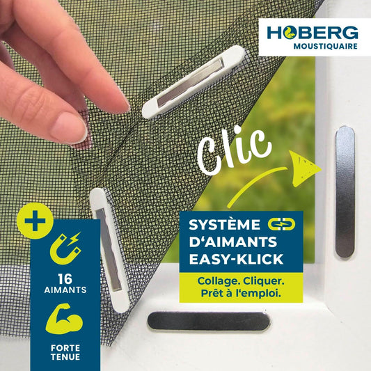  Hoberg Moustiquaire De Fenêtre Avec Fixation Magnétique Innovante | Moustiquaire Jusqu'à 150 X 130 Cm Découpable Individuellement, Pas De Perçage Ni De Vissage | Fixation Avec 16 Aimants [Noir]
