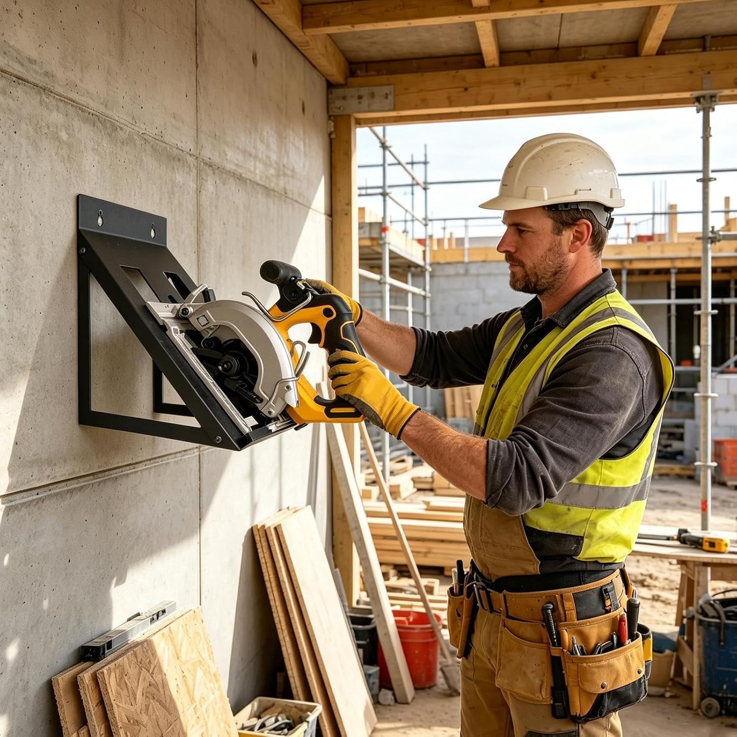  Support Mural Pour Scie Circulaire, Support De Rangement Robuste Pour Outils électriques, Système De Support Pour Outils De Garage, Atelier, Support De Rangement Pour Scie, Abri De Jardin, Sous-sol