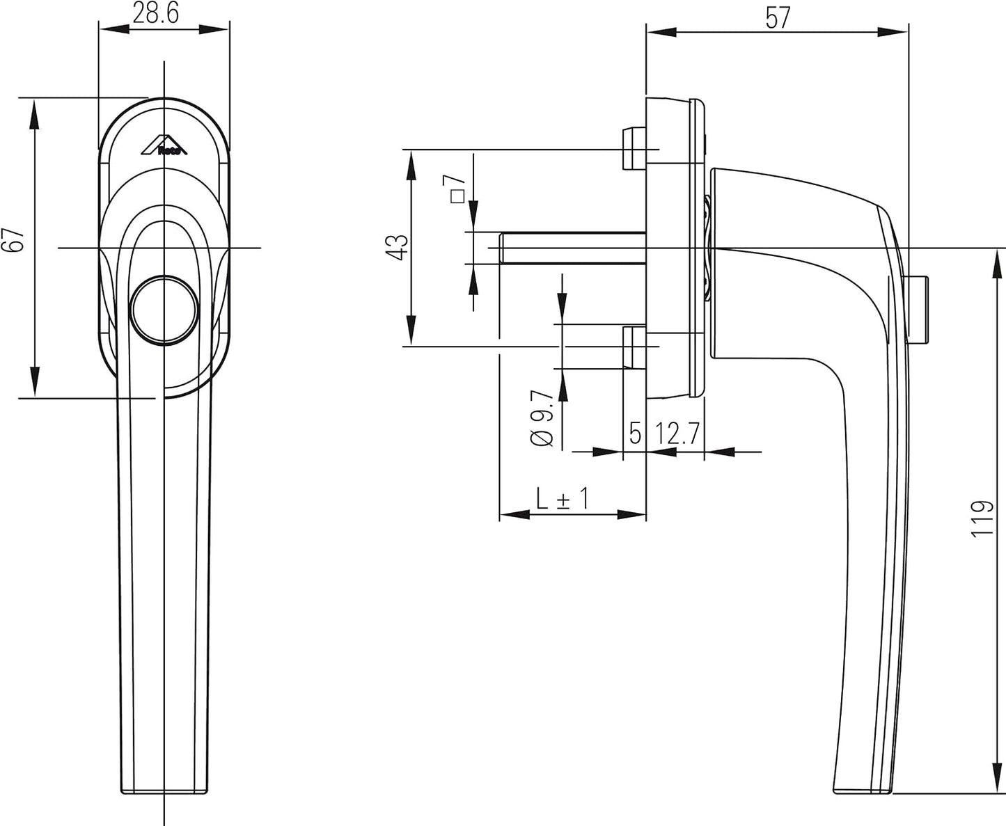  Roto RSA KN Ml 32 M5 X 40 R072 Samba Poignée De Fenêtre, Blanc