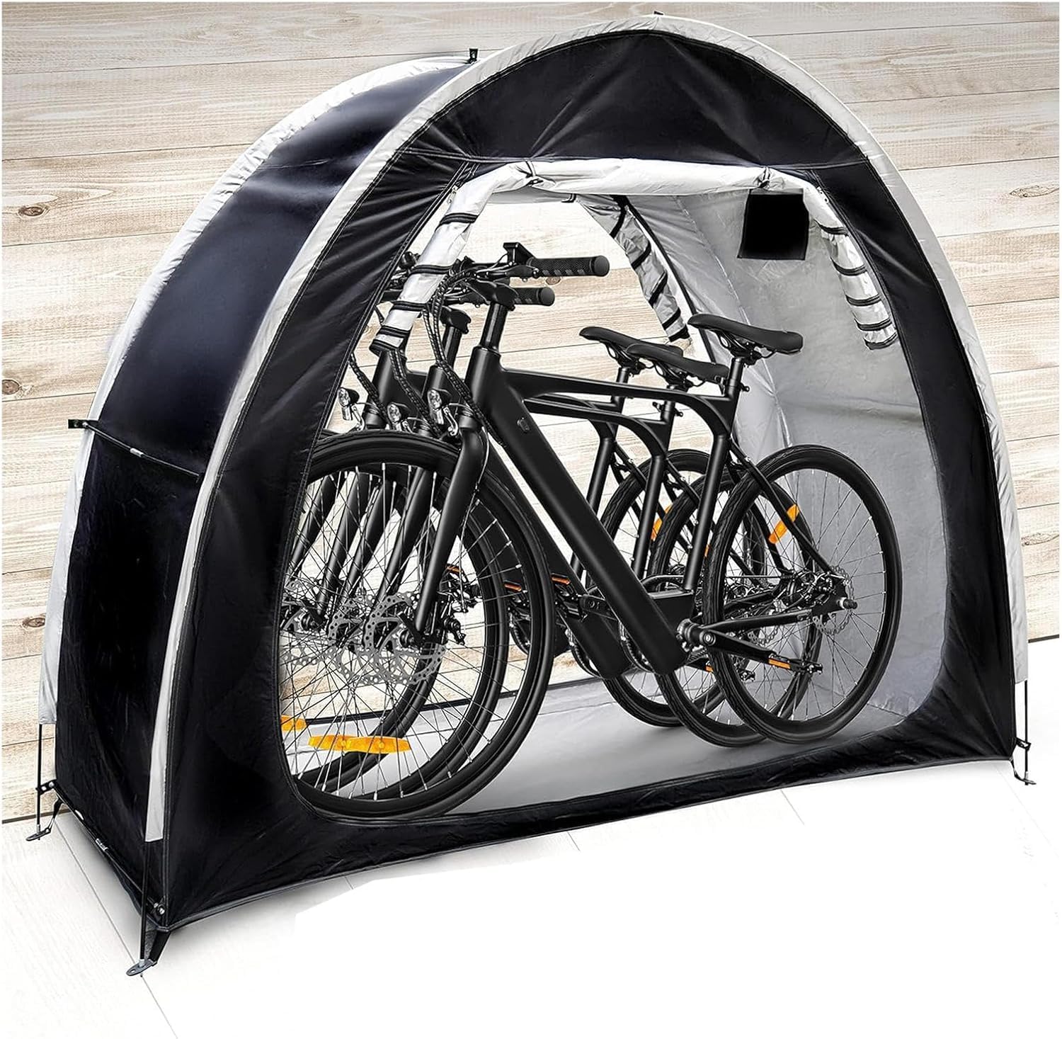 GENERIC Abri à Vélos De Qualité Supérieure - Lot De 2 Abris à Vélos Imperméables Pour Le Rangement Extérieur, Conception Modulable, Protection Durable Pour Vélos, Couleur Argentée, Résistant Aux Int