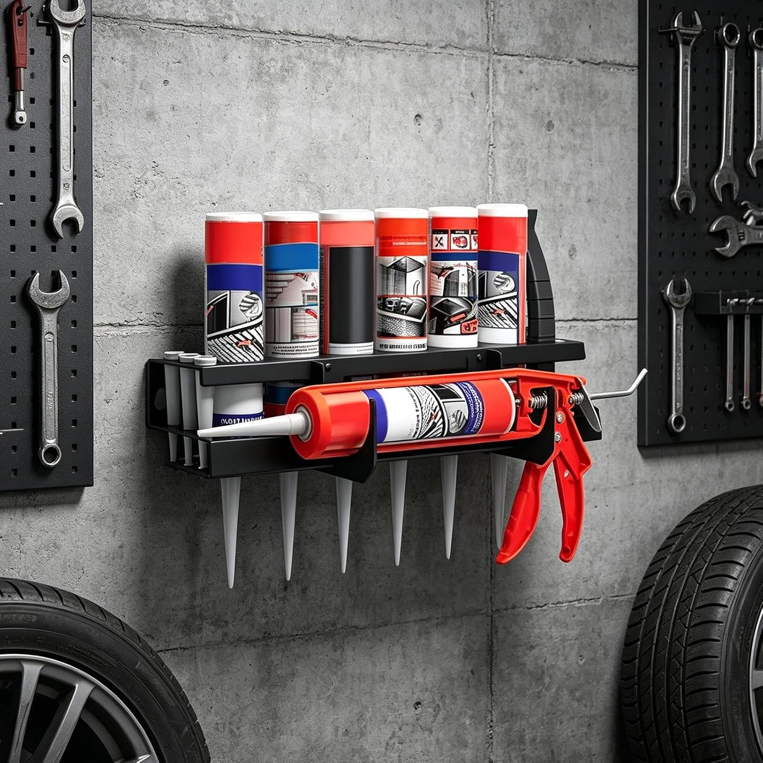  Support Porte-Tube À Graisse Mural | Rack De Rangement Pour Outils Tubulaires - Support Adhésif Mural,Pour Industrie, Maison, Garage, Atelier, Cabanon, Abri De Jardin, Entrepôt, Dépôt Et Le Stockage