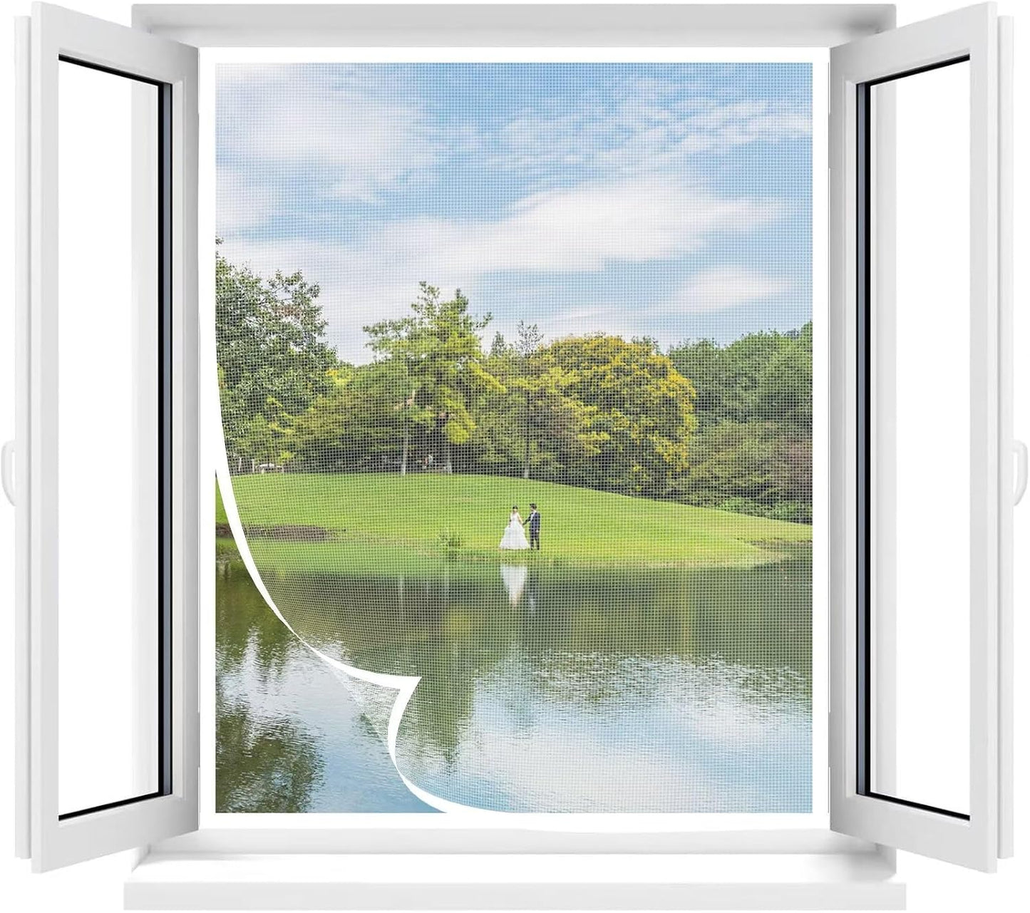  Moustiquaire Fenêtre 60x100cm – DIY, Ajustable & Découpable, Sans Perçage Bande Auto-agrippante, Blanc