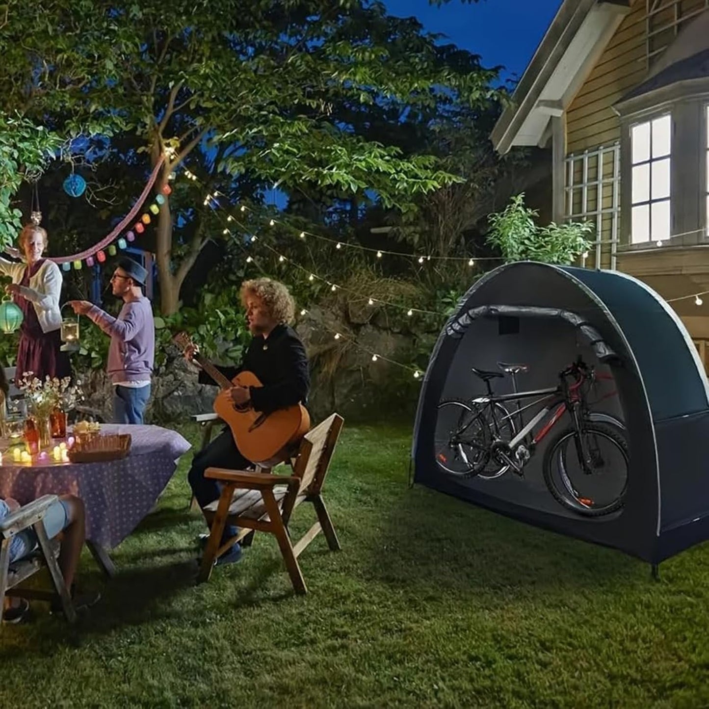  Tente De Rangement Extérieur Imperméable, Abri Pour Vélos Et Motos Avec Fermeture Éclair Métal & Fenêtre D'Aération, Protection Tout Temps Pour Outils De Jardin(Brown)