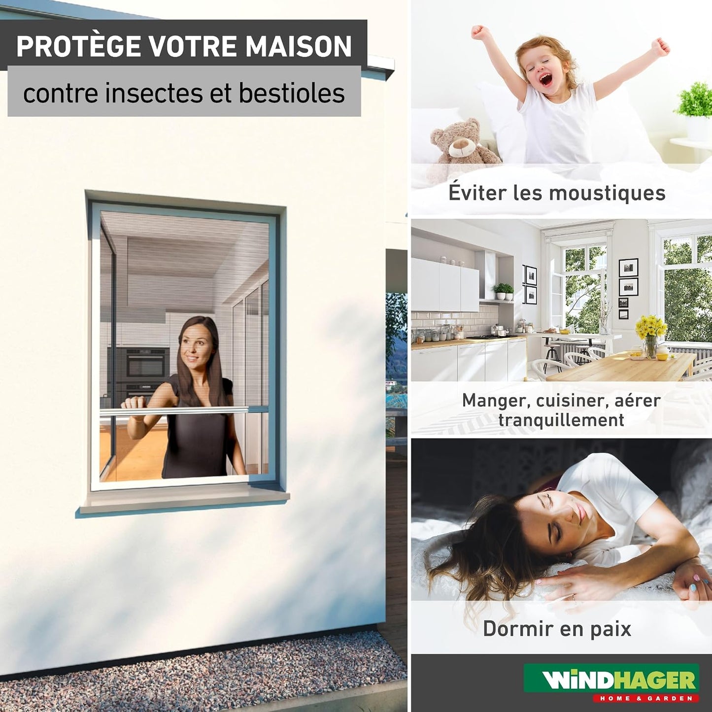  Windhager Expert 03242 Ultra Flat Moustiquaire Pour Fenêtre Moustiquaire Protection Mosquito Kit Auto-Assemblage Blanc 100 X 120 Cm