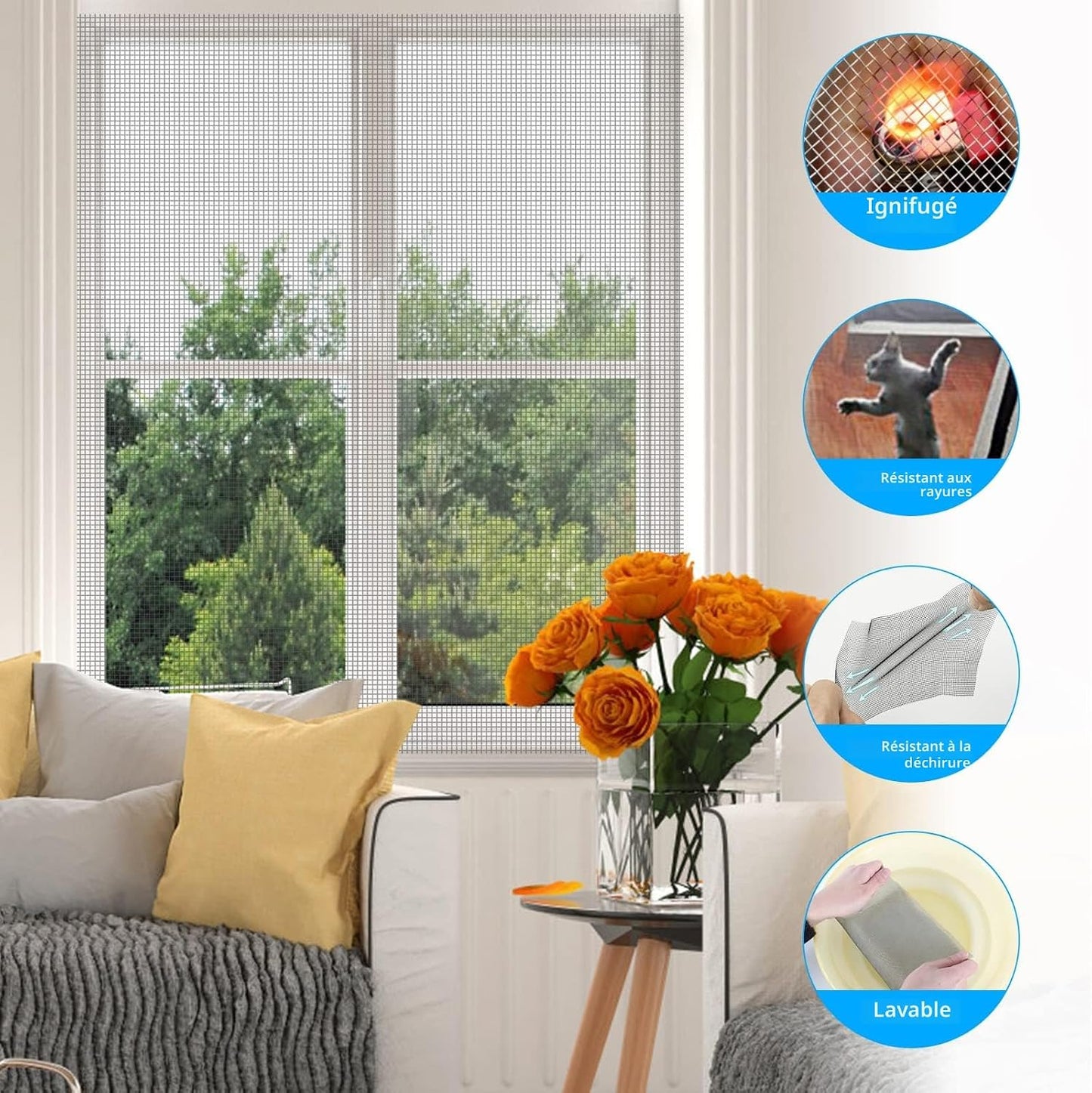  Fillis Window Fly Screen 150 X 300 Cm Fibreglass Insect Screen By The Metre DIY With Cleaning Brush, Mosquito Net For Windows, Balcony Door And Living Room, Grey