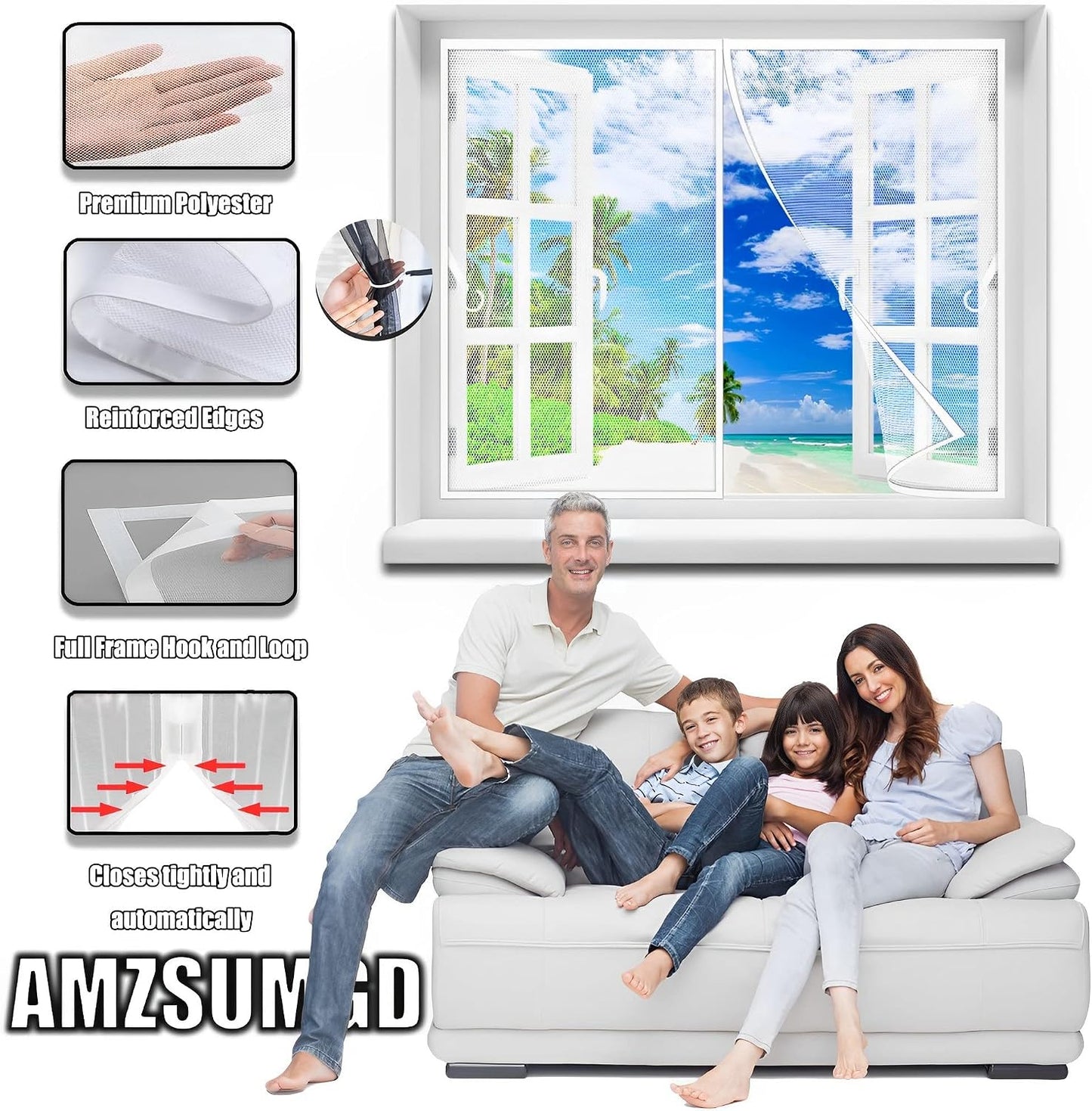  Magnetic Window Mosquito Net 245 X 225 Cm Easy To Install Automatic Closure Anti-Insect Fly Insect Insect Fly For Children And Pets (White)