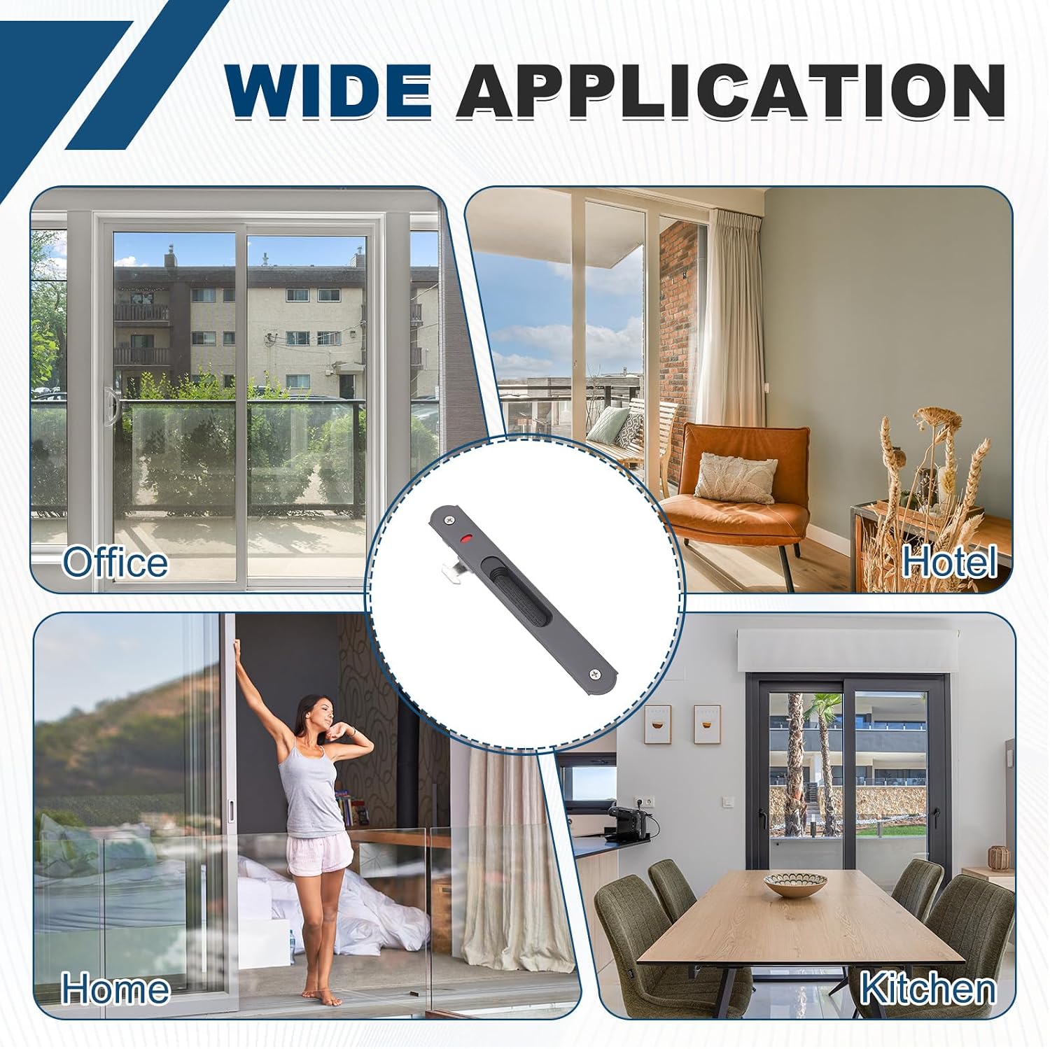  PATIKIL Verrou De Porte Coulissante Simple Face (16,8 Cm, Noir), Serrure De Porte Coulissante En Verre, Convient Pour Cuisine/salle De Bain/balcon Portes Fenêtres En Aluminium
