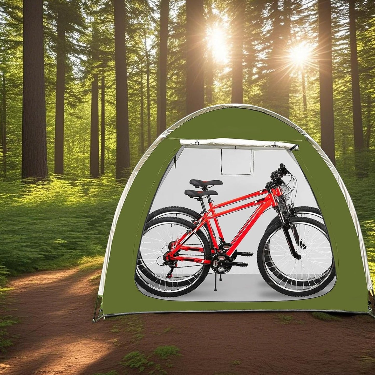  Abri De Vélo | Housse Portable Pour Moto | Tente De Rangement D'extérieur Résistante Aux Intempéries Avec Double Entrée Pour Jardin, Pelouse, Camping, Arrière-cour