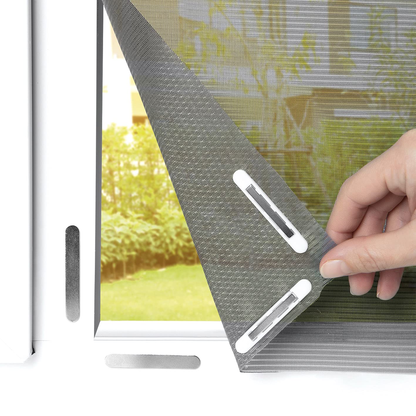  EASYmaxx Moustiquaire De Fenêtre Avec Protection Contre Le Pollen & Magic Click | Peut être Découpée Pour Des Fenêtres Jusqu'à 150x130cm | Montage Facile Avec 12 Aimants - Pas De Perçage [Anthracite]