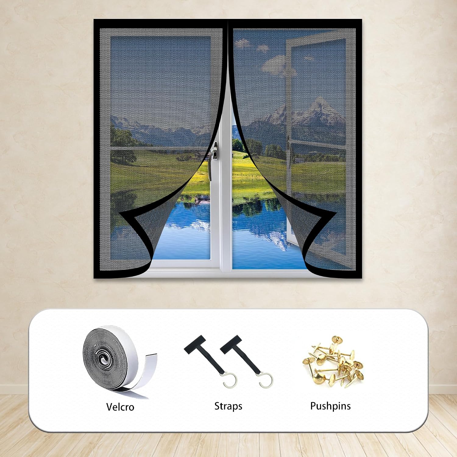  Mosquito Net For Windows, 133 X 120 Cm, Magnetic Window Curtain With Strong Magnets For Windows, Prevents Mosquitoes From Passing In, White