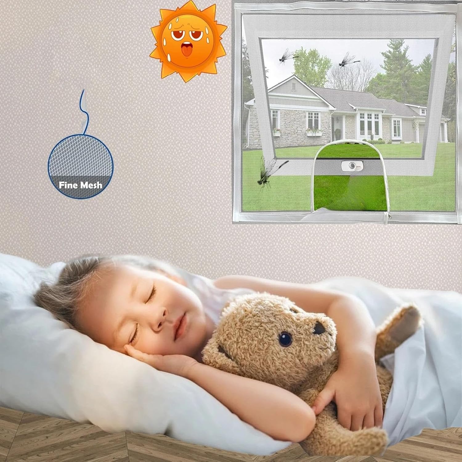  Filet De Ventilation Personnalisable Pour Fenêtre Facile à Installer Avec Fermetures éclair - Design D'ouverture En Fibre De Verre - Filet De Ventilation - Outil D'installation Pour La Maison - Blanc
