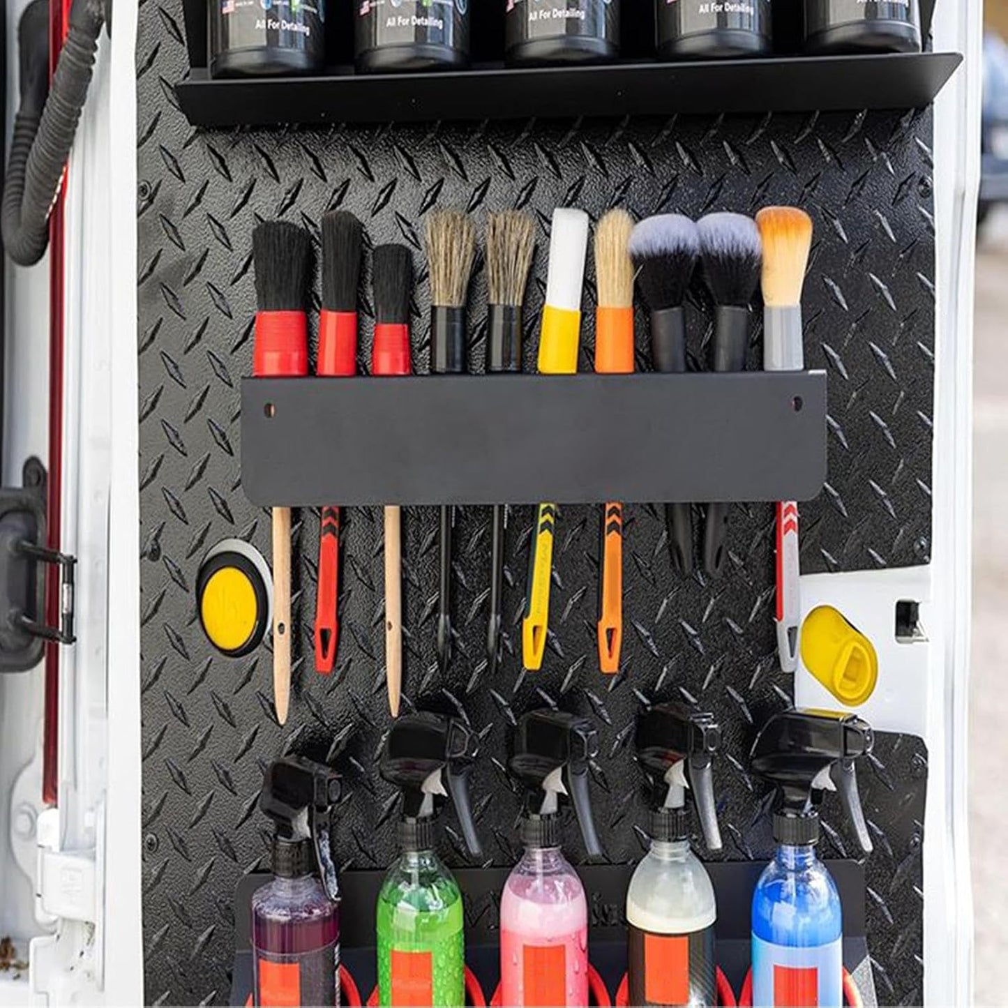  Organisateur De Brosses Détaillant La Voiture - Rack De Rangement Mural Pour Remorque De Camion De Garage | Porte-rectangle Avec Plusieurs Emplacements, Organisateur D'outils Pour L'entretien De L'us