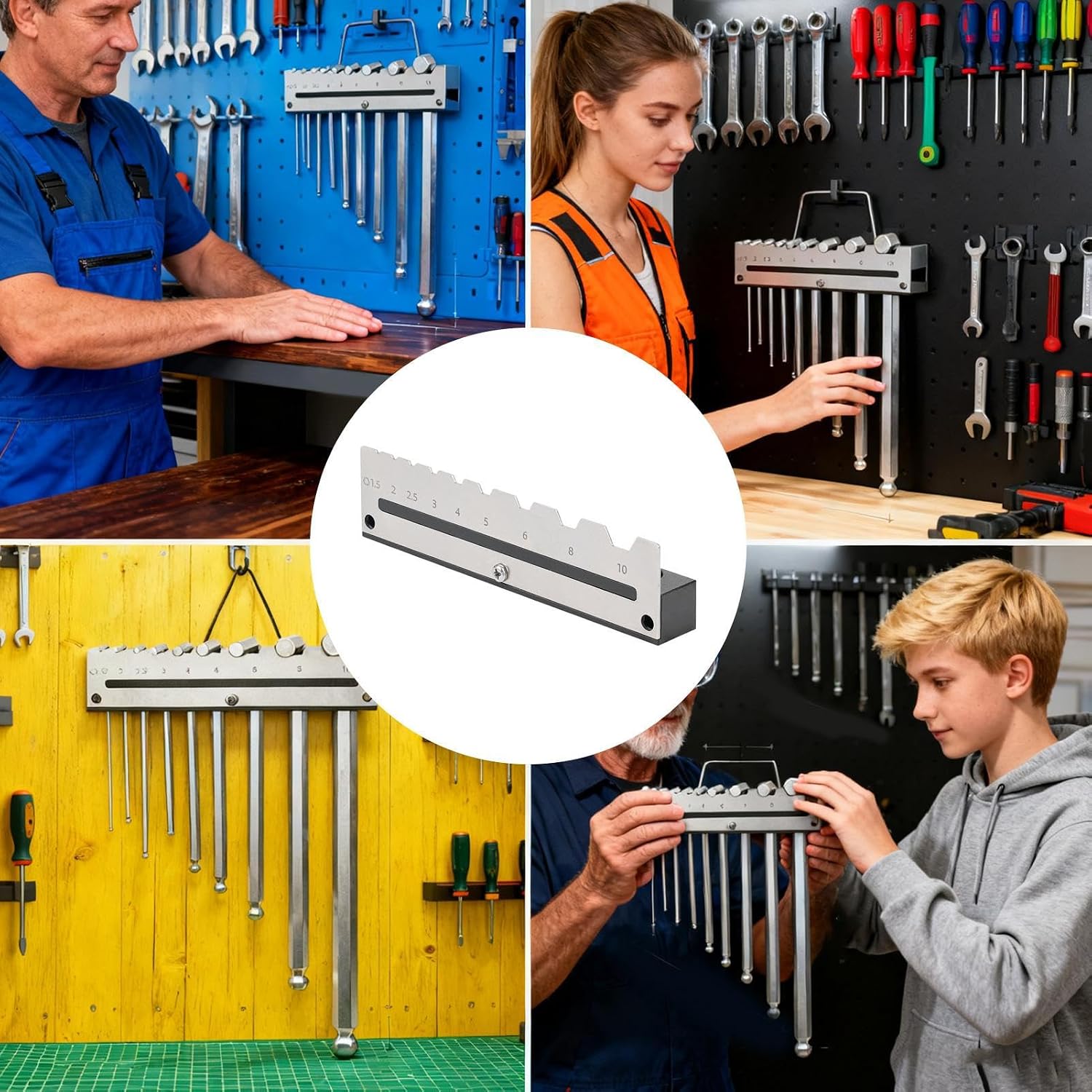  Organiseur De Clés Hexagonales – Étagère Murale – Peut Contenir 9 Outils – Support De Clé Hexagonale En L, Pour Bureau, Construction, Mécanicien, électricien, Plomberie