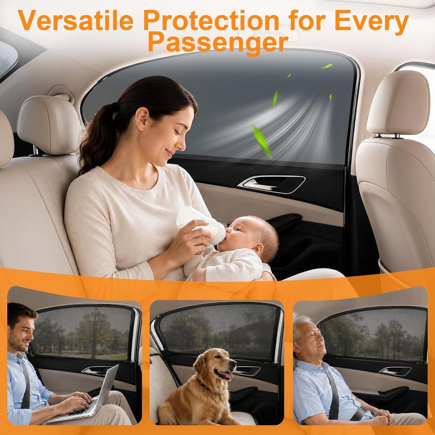  Moustiquaire De Voiture Pour VW Caravelle 2015-2019 (T6), Pare-Soleil Fenêtre Voiture Chaussette Écran De Fenêtre Latérale Maille Anti Insecte,2 Front Windows