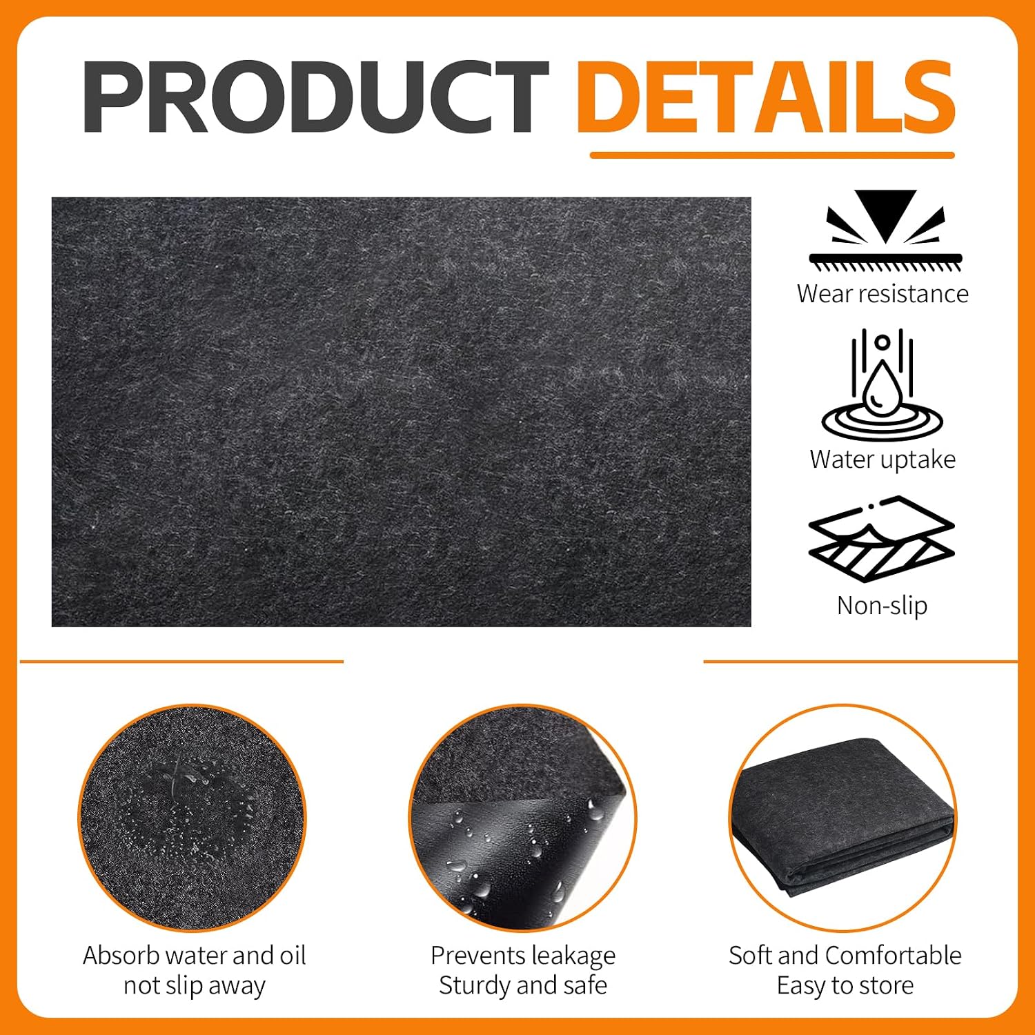  Tapis De Sol Pour Abri De Jardin En Feutre Noir, Imperméable, Résistant à La Poussière, Lavable, épais Et Doux, Antidérapant, Protège Le Sol Des Abris De L'usure, Du Liquide, De La Poussière, De
