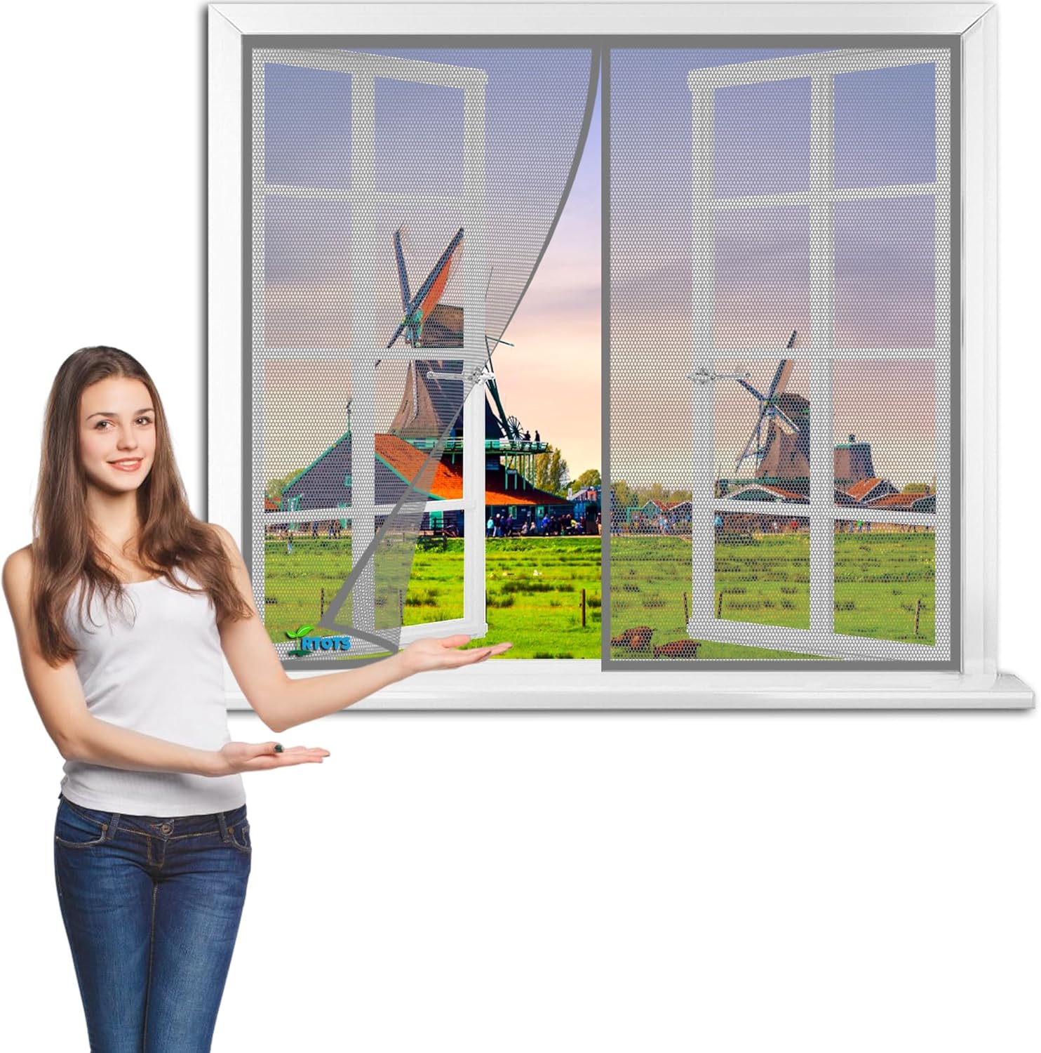  Magnetic Mosquito Net Window Screen Magnetic, 60 X 60 Cm Tool-Free Installation Custom Mosquito Net Door Magnetic Seal Top And Bottom【Grey】