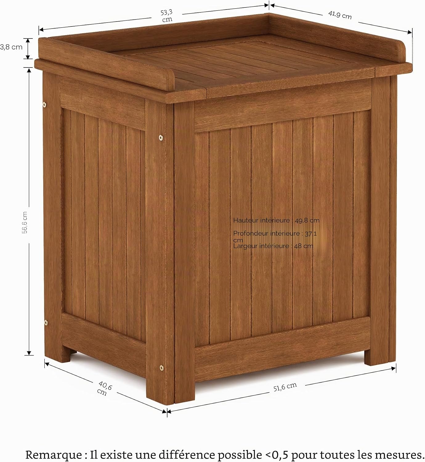  Furinno Tioman Extérieur Bois Dur Boîte De Rangement, Naturel