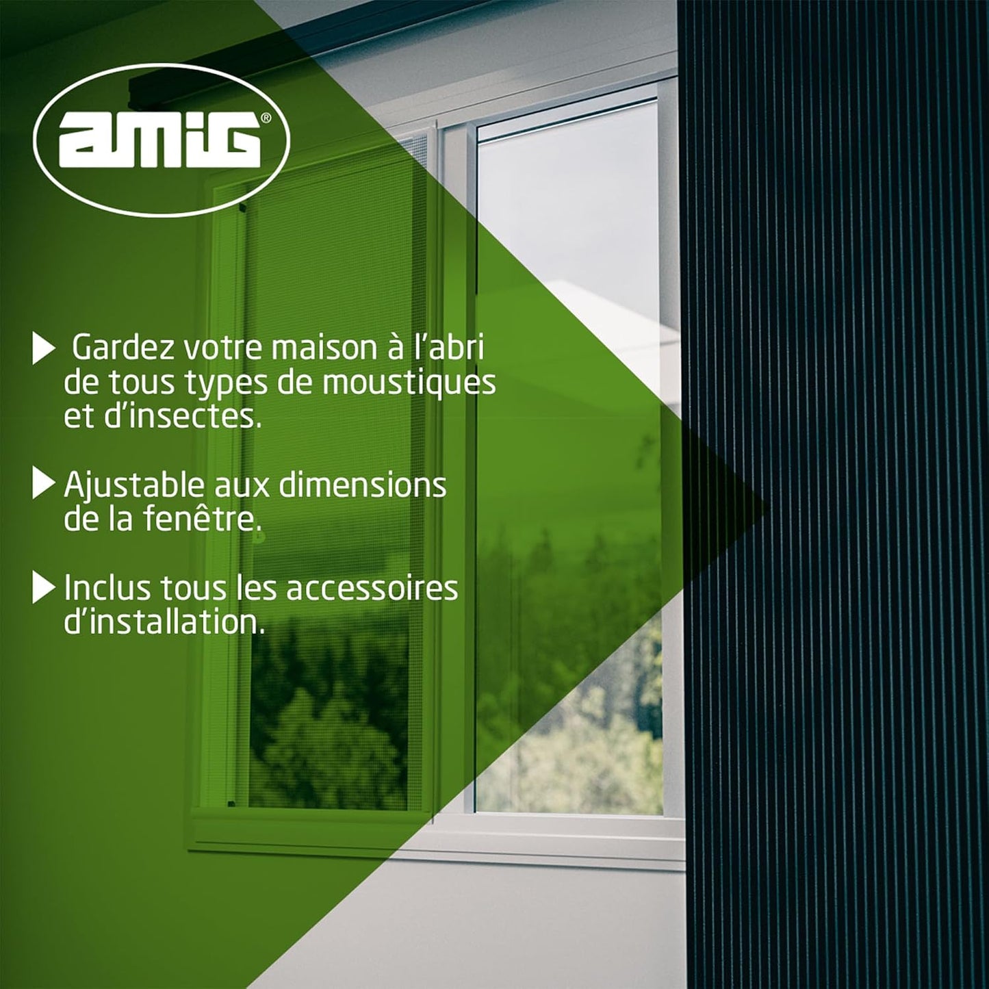  Amig - Sliding Screen For Windows | White Aluminium And Grey Fiberglass Mesh | Adjustable And Cut To Size | Quick Installation On Window Frame | 70 X 130 Cm