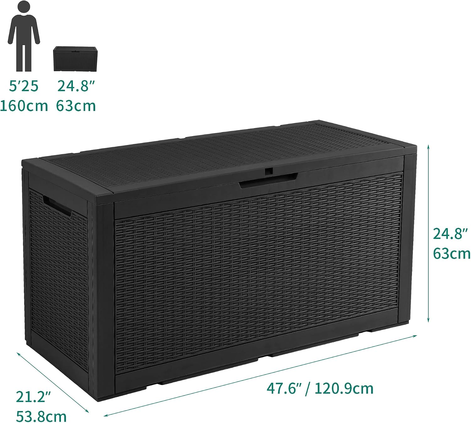  YITAHOME Boîte De Rangement D'extérieur étanche 380 L - Grande Boîte De Rangement En Résine - Coussin D'extérieur Verrouillable - Noir
