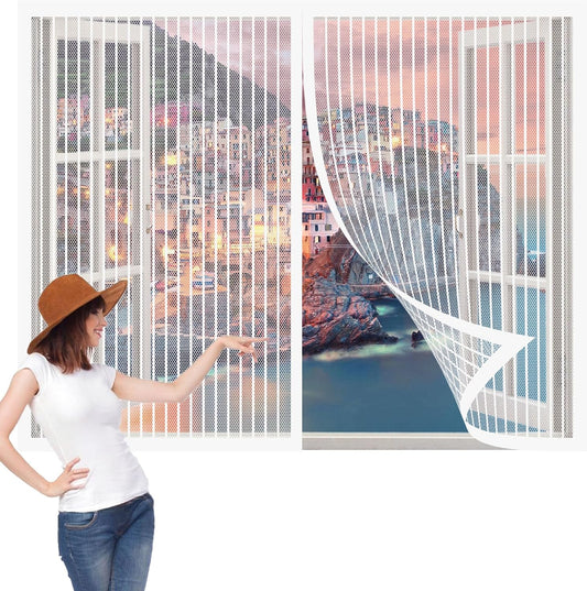  Magnetic Mosquito Net 92 X 79 Cm Easy To Install Without Drilling For Hallways, Living Room, Kitchen, Bay Window, White