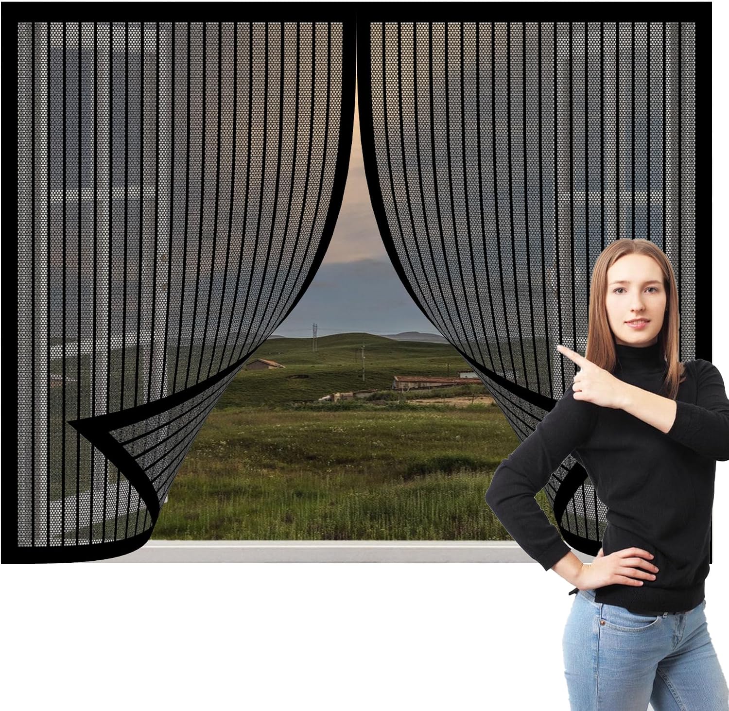  Magnetic Insect Screen Door Window Curtain 138 X 167 Cm Easy Installation For Living Room Window Black