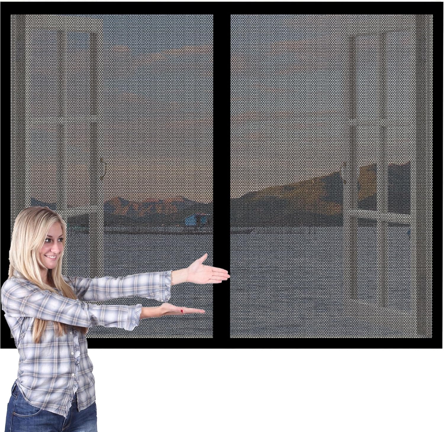  Magnetic Door Or Window Mosquito Net 86 X 113 Cm Self-Adhesive Mesh Curtain With Automatic Closing No Drilling For Corridors Windows Patio, Black
