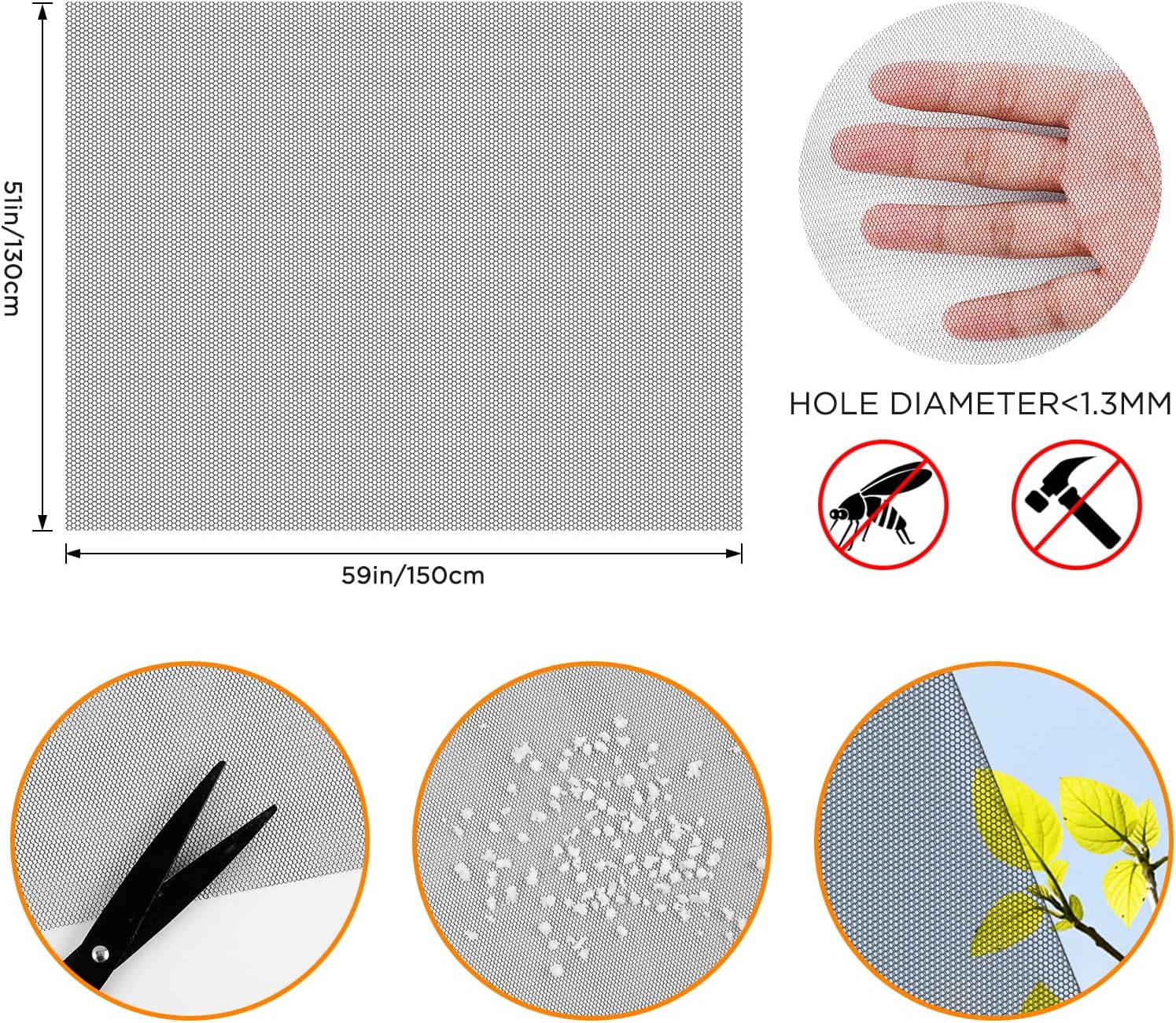  AiQInu Set Of 4 Universal Anti-Mosquito Window Insect Screen With Adhesive Tape - Fine Mesh - No Drilling Required