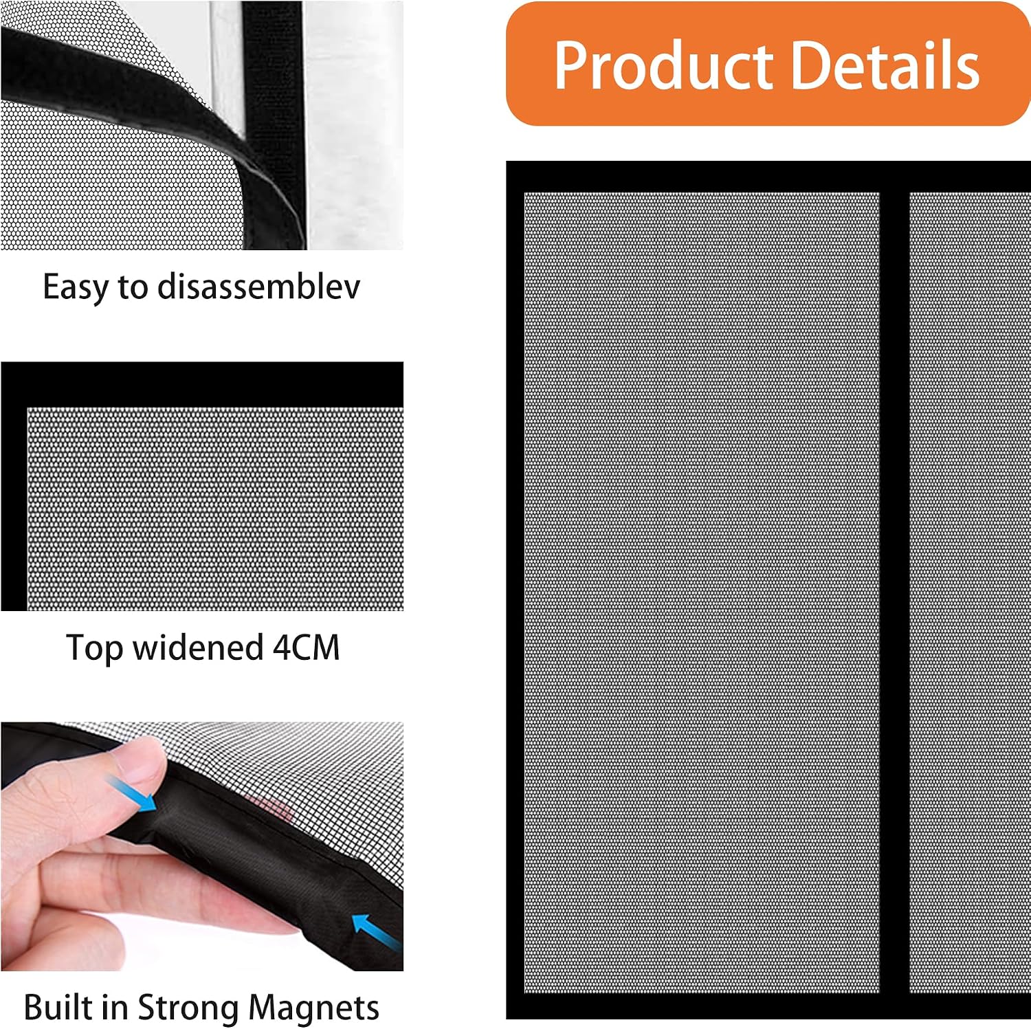  Insect Screen Window 152 X 119 Cm Anti-Mosquito Automatic Closed Door Curtain, No Drilling For Sliding Windows, White