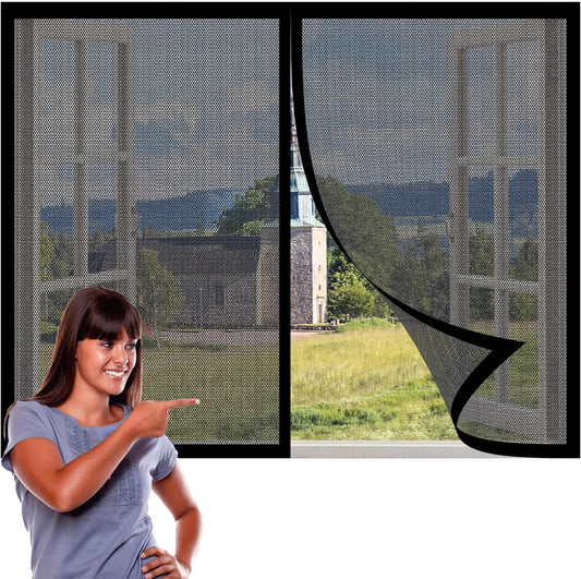  Mosquito Net Window Without Drilling 153 X 123 Cm Magnetic Window Curtain With Automatic Stop For Bay Window Sliding Window, Black