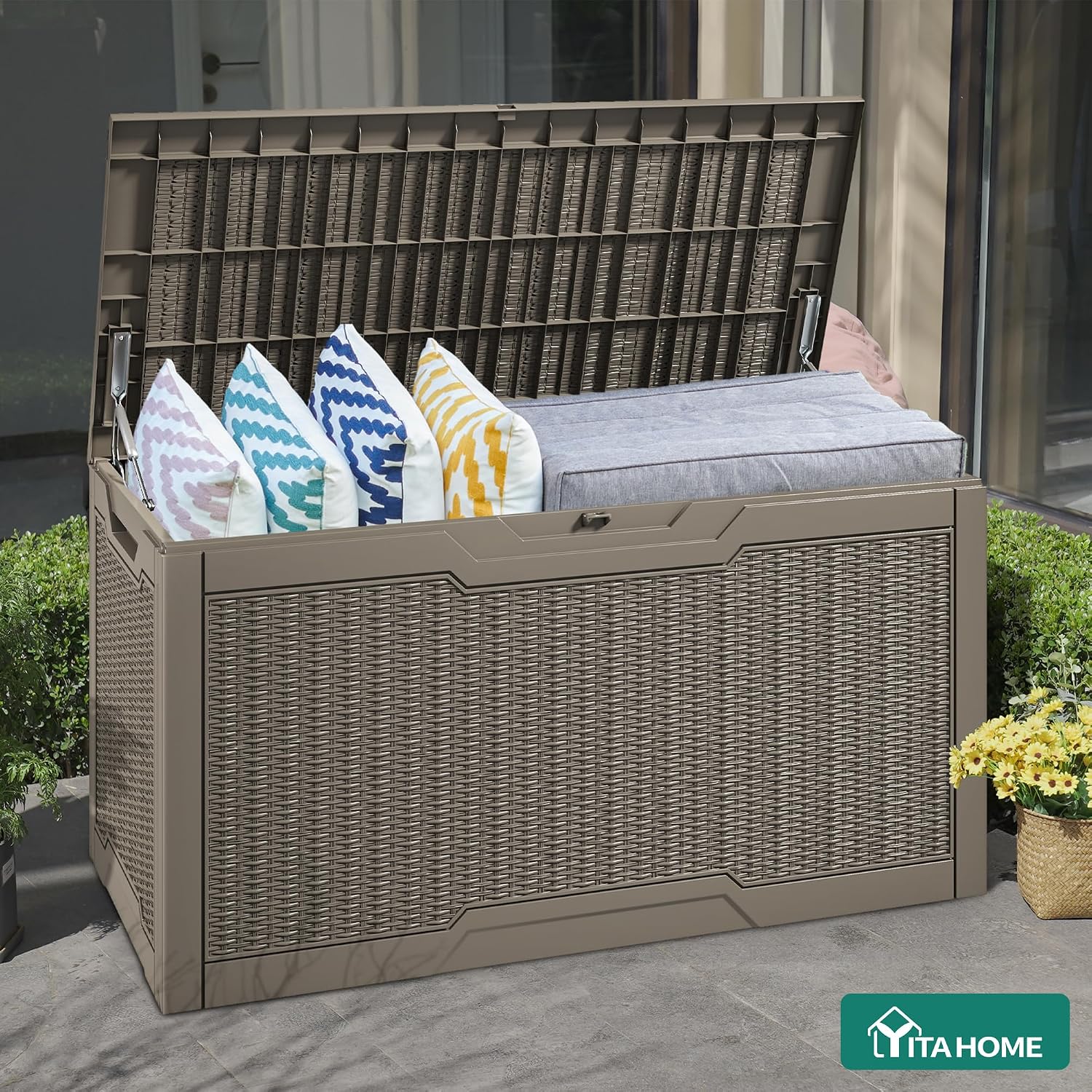  YITAHOME Boîte De Pont, Marron Clair, 47.6" L X 21.2" W X 24.8" H