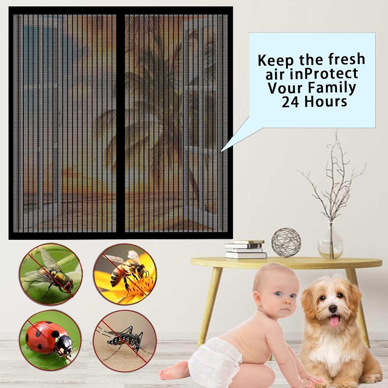  Mosquito Net For Windows 103 X 170 Cm No Drilling Magnetic Adsorption For Corridors Windows Patio, White