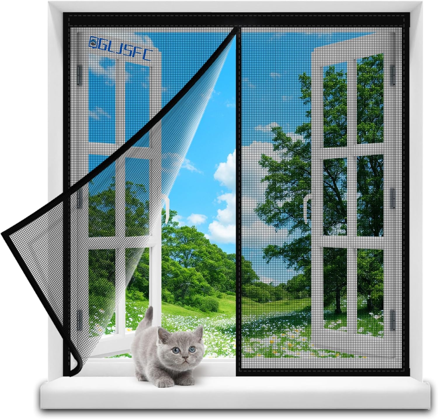  Magnetic Mosquito Net For Windows, 55 X 70 Cm Mesh Curtain, Magnetic Seal Top And Bottom With Automatic Closure, Keeps Fresh Air Inside Black