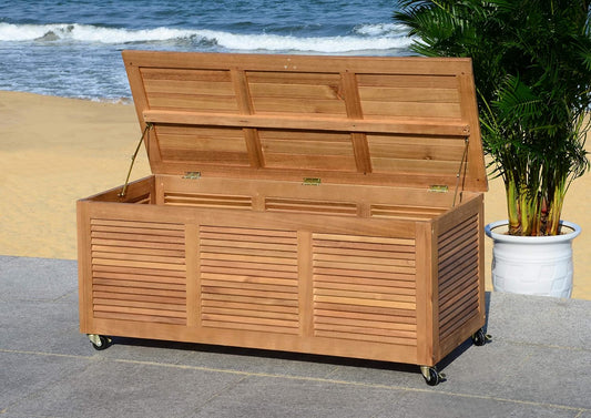  Safavieh Boîte De Rangement En Bois Pour L'extérieur - Neutre - 71 X 45 X 95 Cm