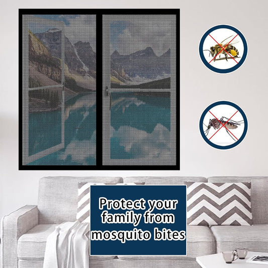  Moustiquaire Porte Fenetre 93 X 117 Cm Moustiquaire Magnétique Arrêter Autres Insectes Bestioles Pour Couloirs, Salon Cuisine Baie Vitree, Noir