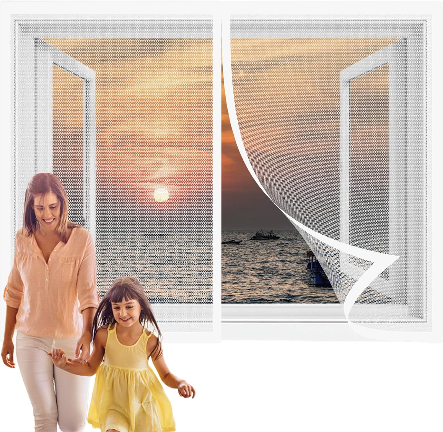  Magnetic Mosquito Net Door Window 85 X 111 Cm Without Punch For Magnetic Mosquito Net Without Drilling Easy To Install For Doors And Windows, White