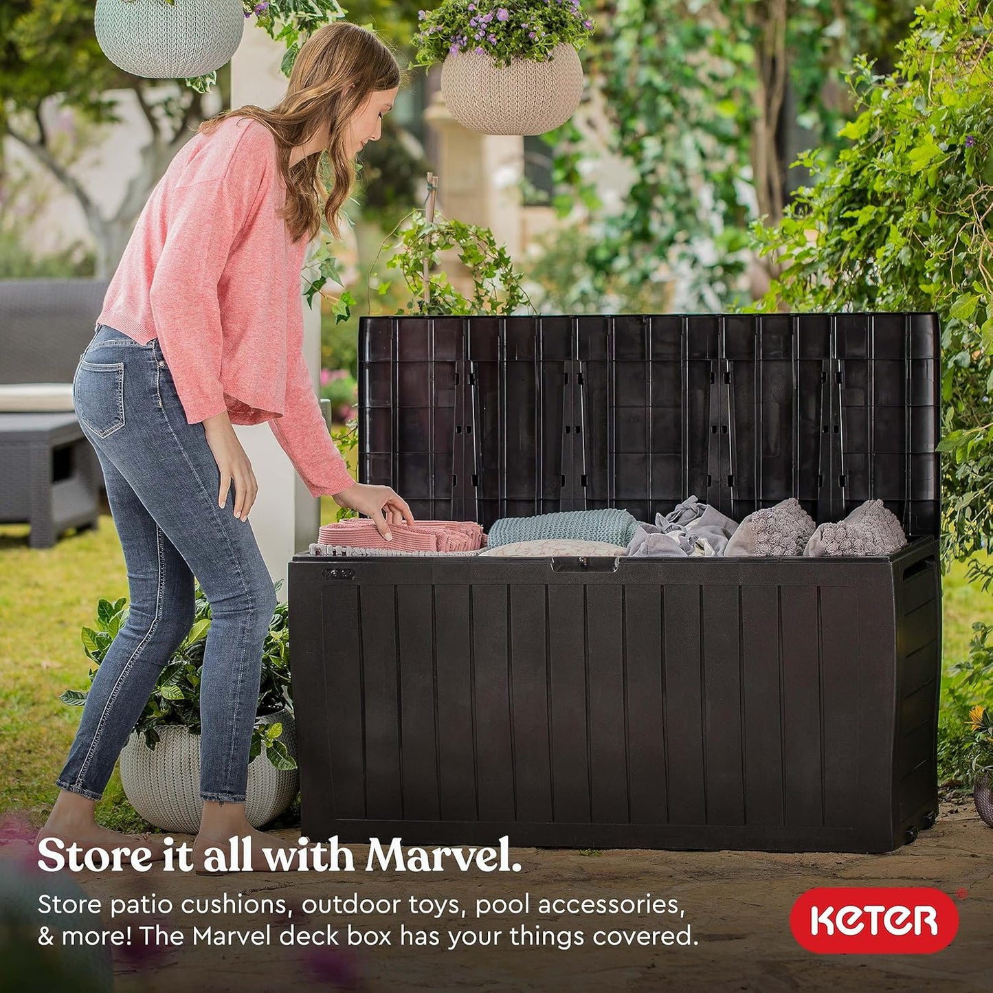  Keter Marvel Plus 71-gallon Toutes Saisons Extérieur Du Pont De Stockage Box – Espresso Marron Marron