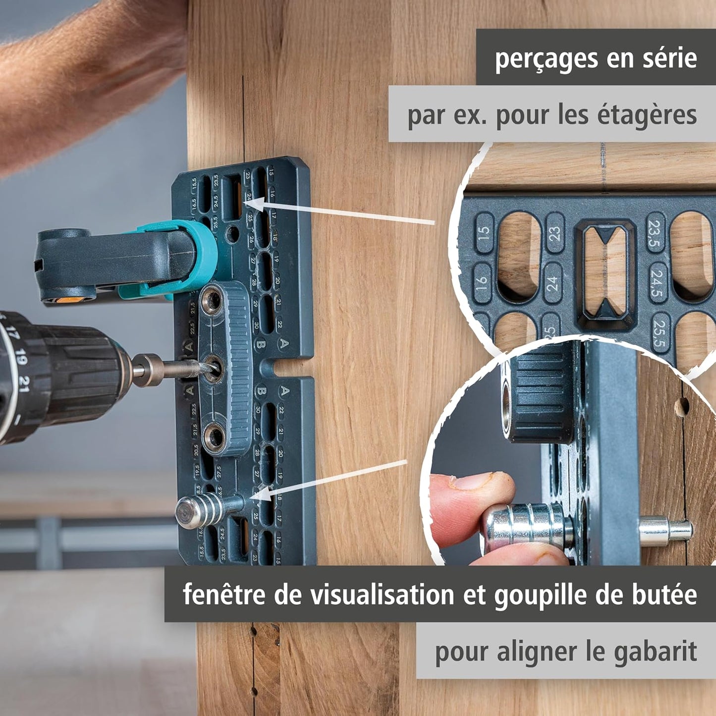  Wolfcraft 4665000 - Kit De Ferrures Excentriques Pour Meubles - Kit Complet Pour Assemblages Vissés Lors De Construction De Meubles