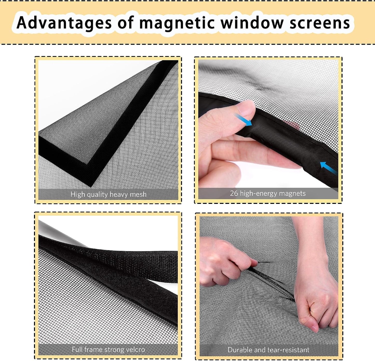  Mosquito Net For Windows 103 X 170 Cm No Drilling Magnetic Adsorption For Corridors Windows Patio, White