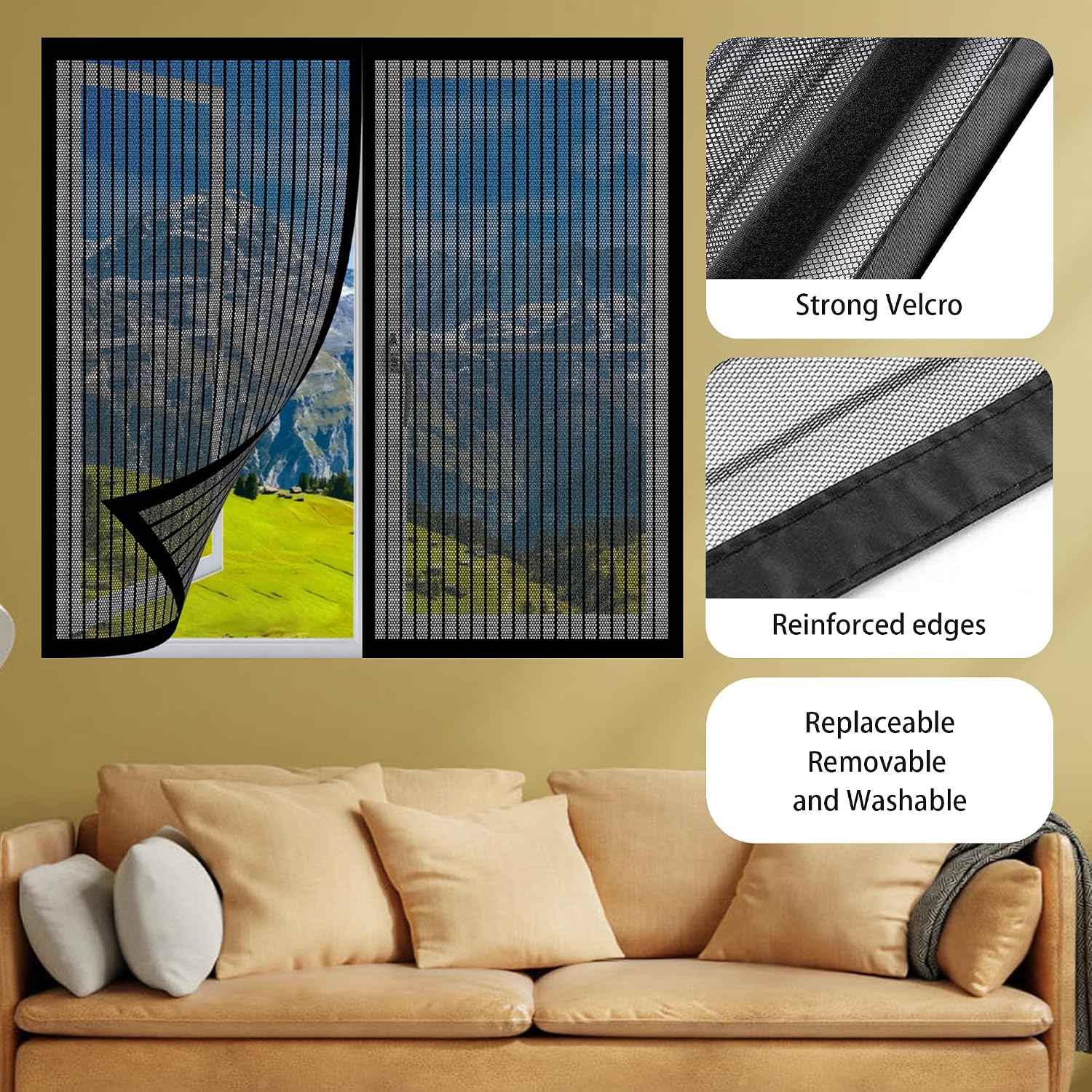  Magnetic Mosquito Net For Doors And Windows, 117 X 121 Cm, Magnetic Mosquito Net For Windows And Patio, White